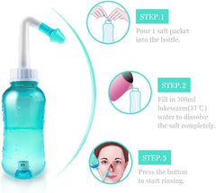 Waterpulse Neti Pot Sinus Rinsing, Nasal Wash Bottle Sinus Rinsing Bottle Cleaner Pressure Irrigation Neti-Pot with Sticker Thermometer for Adult & Kid BPA Free (Green)
