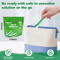 Waterpulse 120 Saline Packets,Premixed Neti Pot Salt Packets Individually Wrapped,Nasal Rinse Packets Sinus Rinsing Packets for Nasal Irrigation System,Nasal Flush Neti Pot Squeeze Bottle,Natural Mint